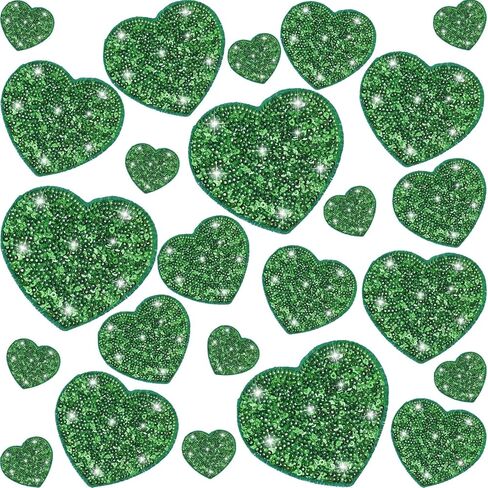 24 PCS ترتر القلب الحديد على البقع في 4 أحجام مقدمة بقع الحب اللامع المزخرفة لأكياس الملابس جاكيتات الجينز القبع in Kuwait