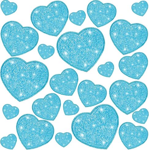 24 PCS ترتر القلب الحديد على البقع في 4 أحجام مقدمة بقع الحب اللامع المزخرفة لأكياس الملابس جاكيتات الجينز القبع in Kuwait