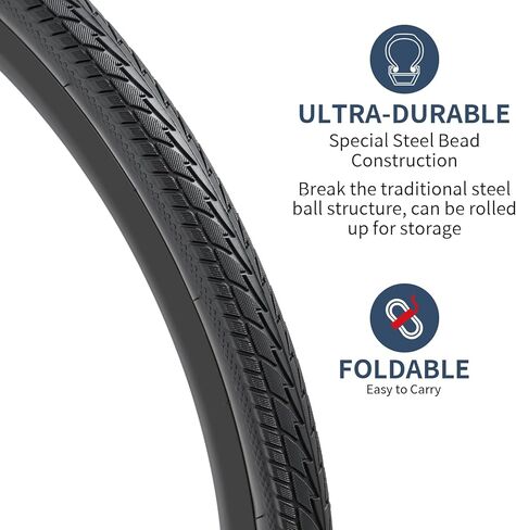 YUNSCM 2-PCS 700C Bike Tires 700x38C/40-622 and 700C Heavy Duty Bike Tubes with 2 Rim Strips Compatible with 700x36C 700x37C 700x38C 700x39C 700x40C Bike Bicycle Tires and Tubes (P-1024A) in Saudi Arabia