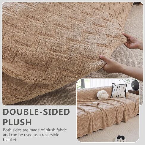 Sherpa Fleece Couch Cover for 3 Cushion Sofa, Brown, 71" x 150" - Pet Proof Sofa Covers Heavy Duty Scratch Resistant Pet Friendly Furniture Cover - Easy Install, Machine Washable in Saudi Arabia