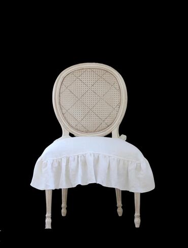 غطاء كرسي فاخر، مقاس XL مقاس 22 بوصة × 19 بوصة، كتان مكشكش، أغطية كراسي الطعام، غطاء منزلق، ديكور المزرعة، كتان ثقيل، (أبيض دافئ) in Kuwait