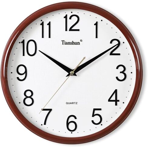 Wall Clock Silent Non-Ticking Battery Operated 12 Inch Wood Grain Large Easy to Read 3D Numbers for Office Living Room Bedroom Kitchen (Cherry Wood) in Saudi Arabia