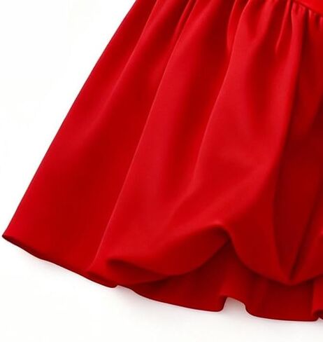 Girls' Long Sleeve Red Turtleneck Dress - Ruffled Hem Casual Party Red Dress for New Year Festival Party(4Y-7Y) in Saudi Arabia