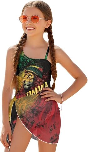 بدلة استحمام Uourmeti للفتيات قطعة واحدة مع غطاء وحزام قابل للتعديل لملابس السباحة الصيفية البسيطة للشاطئ in Kuwait