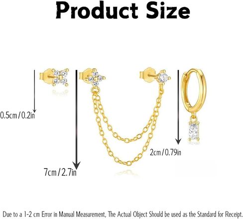 Gold Plated Earrings for Women Hypoallergenic Multiple Piercings Earring Stacks Huggie Hoop Earring Set Lightweight Chain Earrings Jewelry for Women Gift in Kuwait