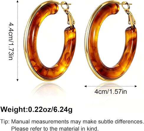Big Acrylic Hoop Earrings 14k Gold Plated Chunky Statement Hoop Earrings with Gold Accents in Kuwait