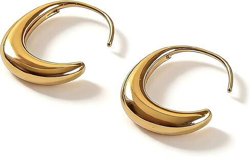 Earrings for Women, Saguine Chunky Gold Plated Hoop Earrings Big Large U-Shape Drop Twist Dangle Statement Stud Earrings Trendy, Jewelry for Women Gift in Saudi Arabia