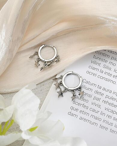 Small Hoop Star Huggie Dangle and Drop Prom Lightweight Earrings Celestial Star Jewelry for Women in Kuwait