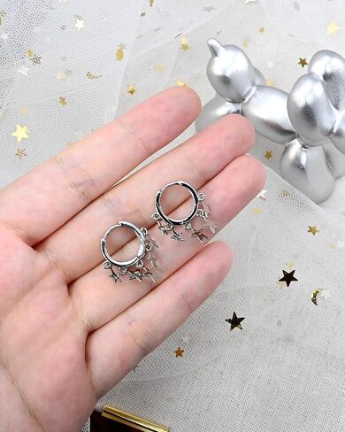 Small Hoop Star Huggie Dangle and Drop Prom Lightweight Earrings Celestial Star Jewelry for Women in Kuwait