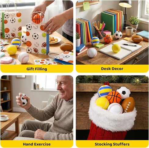 MCPINKY 6PCS Foam Stress Balls Bulk, 2.5inch Mini Sports Squeeze Balls Basketball Football Baseball Soccer Tennis Volleyball Toys for Kids Adults Party Favors in Kuwait
