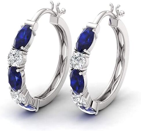Exquisite Inlay White Blue Zirconia Hoop Earrings for Women Banquet Vintage Earrings Jewelry Daily Party Fashion Accessories in Saudi Arabia