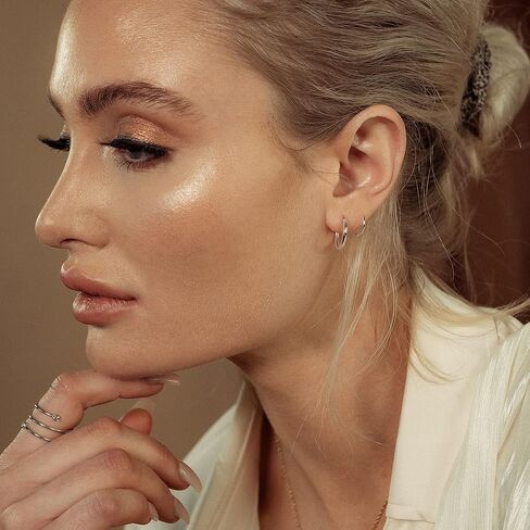 Spiral Hoop Twist Double Earrings – Silver Helix Spiral Earring, Double Piercing, Faux Double Hoop, Huggie Earrings for Women in Saudi Arabia