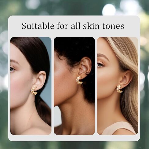 14K Gold Plated Pearl Hoop Cubic Zirconia Wedding Earrings for Bride and Bridesmaids White Pearl CZ Circle Earrings for Women in Kuwait