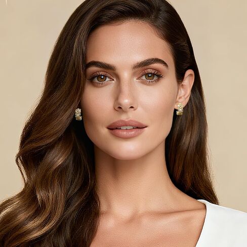 14K Gold Plated Pearl Hoop Cubic Zirconia Wedding Earrings for Bride and Bridesmaids White Pearl CZ Circle Earrings for Women in Kuwait