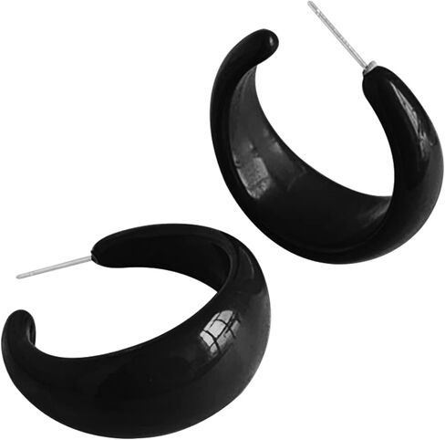 Lovely C shaped Acrylic Earrings, Candy Colored Dome Hoop Earrings for Women Spring Summer Trendy Jewelry in Saudi Arabia