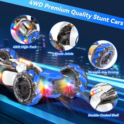 الإيماءات استشعار RC Stunt Car ، والسيارات التحكم عن بُعد ألعاب محول العمر 5-7 6-12 8 9 10 11 سنة فتيان ، وألعاب عيد ميلاد عيد ميلاد للأطفال ، 2.4 جيجا هرتز التحكم في اليد 360 درجة تدور. in Kuwait