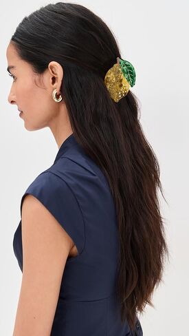 ADINA EDEN Women's Rhinestone Accented Lemon Claw Clip, Yellow, One Size in Kuwait