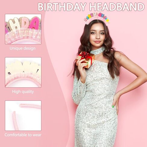 Birthday Girl Headband Princess Crown for Women Girls, Happy Birthday Headband for Hair Accessories in Kuwait