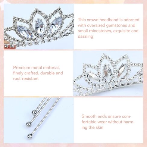 8 Pieces Silver Metal Birthday Party Prom Bridal Wedding Dazzling Rhinestone Princess Crown Headbands Tiaras Headpieces Hair Accessories for Women Girls Brides Bridesmaids in Kuwait