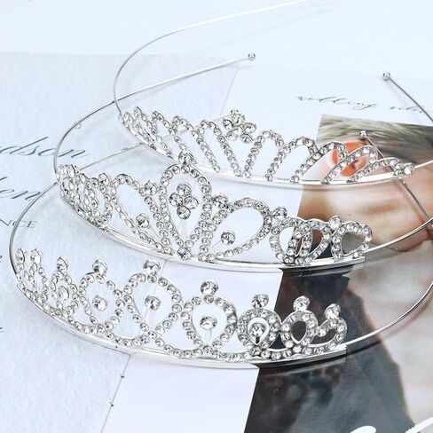 8 Pieces Silver Metal Birthday Party Prom Bridal Wedding Dazzling Rhinestone Princess Crown Headbands Tiaras Headpieces Hair Accessories for Women Girls Brides Bridesmaids in Kuwait