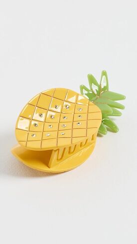 ADINA EDEN Women's Rhinestone Accented Pineapple Claw Clip, Yellow, One Size in Kuwait