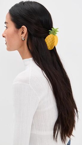 ADINA EDEN Women's Rhinestone Accented Pineapple Claw Clip, Yellow, One Size in Saudi Arabia