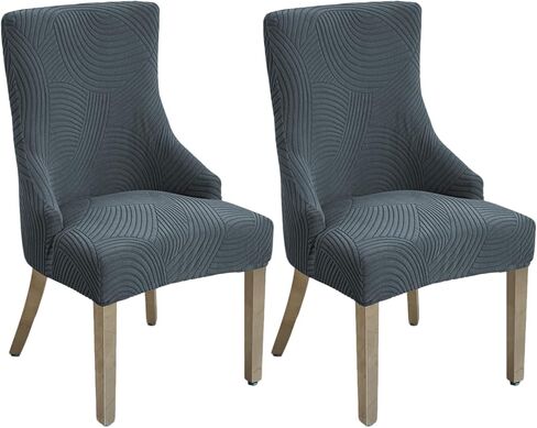 أغطية كراسي الطعام من Wingback، غطاء خلفي قابل للتمدد للكرسي من الجانب الخلفي، غطاء منزلق مع غطاء واقي لكرسي الذراع لغرفة الطعام والمعيشة (أخضر، قطعتان) in Kuwait