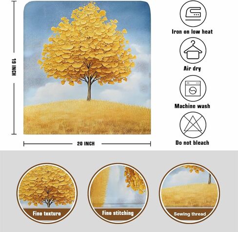 Yellow Tree Chair Back Cover for Dining Room Set of 4, Removable Kitchen Chair Slipcovers, Autumn Leaves Blue Sky Watercolor Washable Seat Protector for Restaurant Party Banquet Wedding Décor in Saudi Arabia