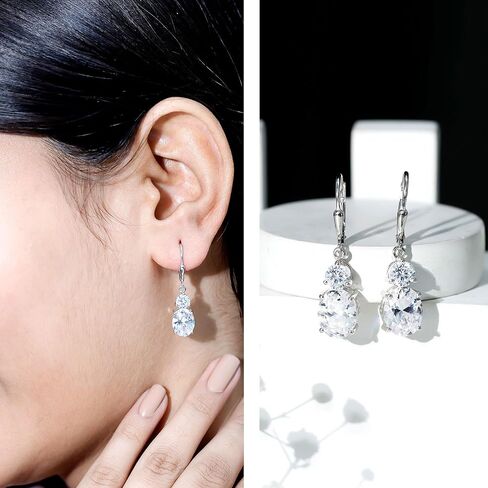 Certified 8 Carat Moissanite/Lab Grown Gemstone Hoop Earrings in Silver, AAAA Quality - Gift For Special Occasions in Saudi Arabia