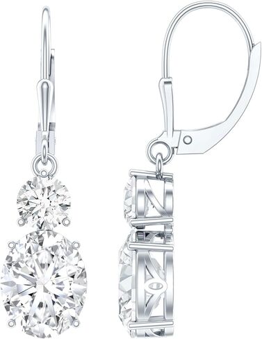 أقراط مويسانيتي/أحجار كريمة مزروعة في المعمل معتمدة 8 قيراط من الفضة، جودة AAAA - هدية للمناسبات الخاصة in Kuwait