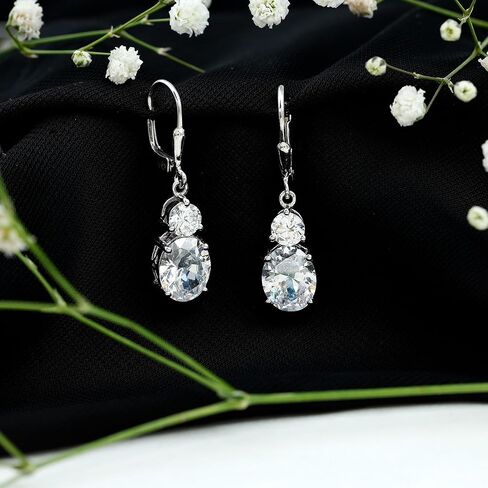 Certified 8 Carat Moissanite/Lab Grown Gemstone Hoop Earrings in Silver, AAAA Quality - Gift For Special Occasions in Saudi Arabia