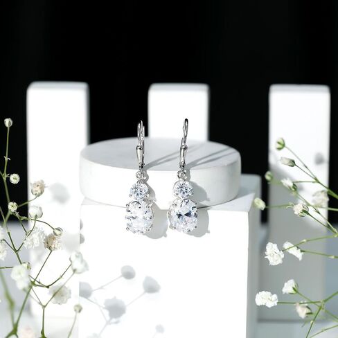 Certified 8 Carat Moissanite/Lab Grown Gemstone Hoop Earrings in Silver, AAAA Quality - Gift For Special Occasions in Saudi Arabia