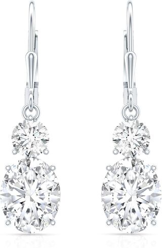 Certified 8 Carat Moissanite/Lab Grown Gemstone Hoop Earrings in Silver, AAAA Quality - Gift For Special Occasions in Saudi Arabia