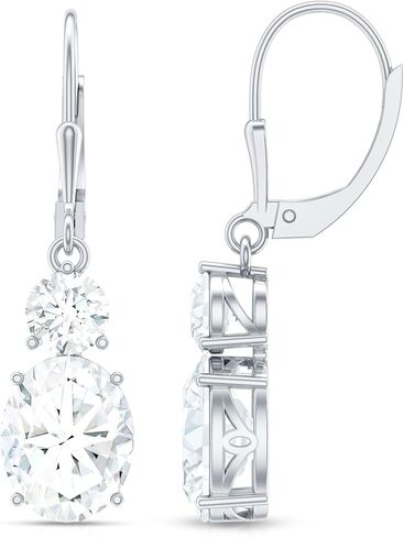 Certified 8 Carat Moissanite/Lab Grown Gemstone Hoop Earrings in Silver, AAAA Quality - Gift For Special Occasions in Saudi Arabia