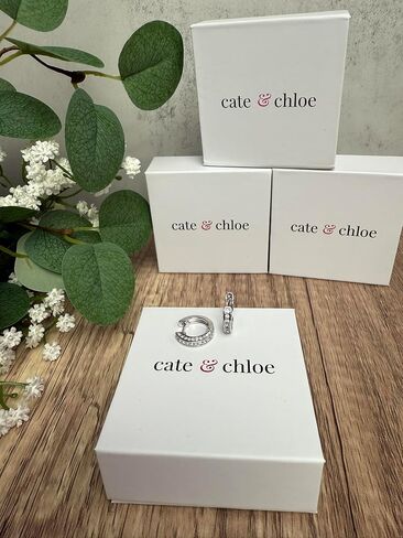 Cate & Chloe Viviana 18k White Gold-Plated 17mm Silver Hoop Earrings with Simulated Diamond Crystals, Elegant Jewelry for Women, Gift for Her on Christmas, Anniversary, Birthday and More in Saudi Arabia