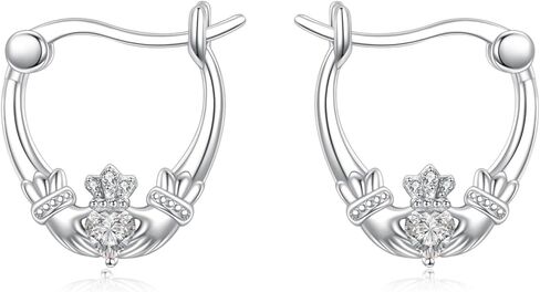 أقراط AOBOCO Claddagh هوب للنساء من الفضة الإسترلينية هدايا المجوهرات الأيرلندية in Saudi Arabia