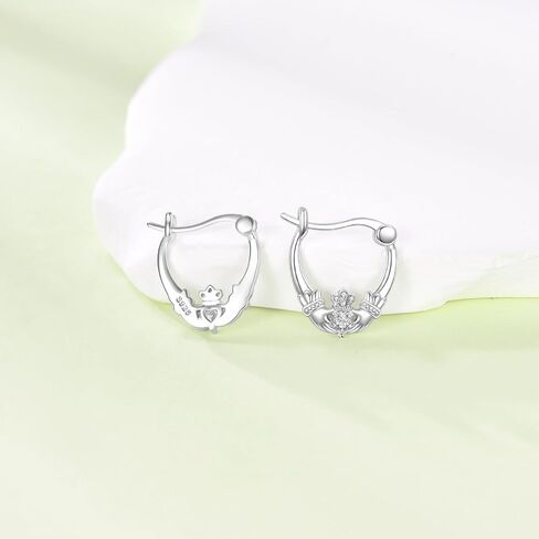 أقراط AOBOCO Claddagh هوب للنساء من الفضة الإسترلينية هدايا المجوهرات الأيرلندية in Saudi Arabia