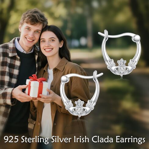 أقراط AOBOCO Claddagh هوب للنساء من الفضة الإسترلينية هدايا المجوهرات الأيرلندية in Saudi Arabia