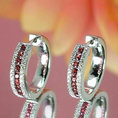 Gold Plated Red Cubic Zirconia Hoop Earrings for Women Wedding Bridal Daily Evening Parties Wear Lightweight Jewelry Earring Gift for Her in Saudi Arabia