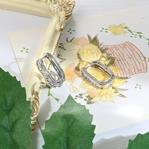 Small Chunky Silver Hoop Earrings Hypoallergenic Cubic Zirconia Huggie Hoops Earrings for Jewelry Gifts Minimalist Square Hoop Earrings for Women in Kuwait