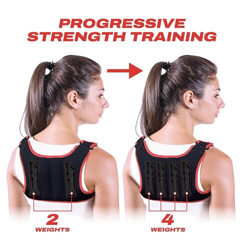سترة مصحح الوضعية للنساء، أوزان قابلة للإزالة، مقاس قابل للتعديل - مصحح وضعية تمليس الظهر، تحسين الوضعية، بناء قوة الظهر - مصحح الوضعية المتقدم مع 4 أوزان لكل 0.5 رطل in Kuwait
