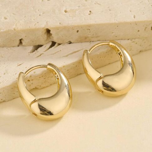 Chunky Silver Hoop Earrings for Women Lightweight Thick Hoops Small Trendy Hoops Everyday Modern Statement Sculptural Fashion Jewelry in Saudi Arabia