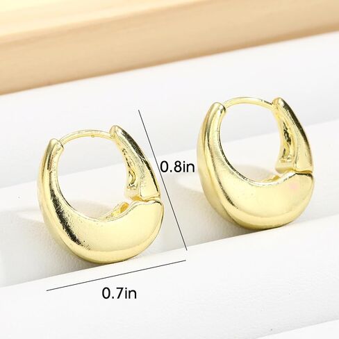 Chunky Silver Hoop Earrings for Women Lightweight Thick Hoops Small Trendy Hoops Everyday Modern Statement Sculptural Fashion Jewelry in Saudi Arabia
