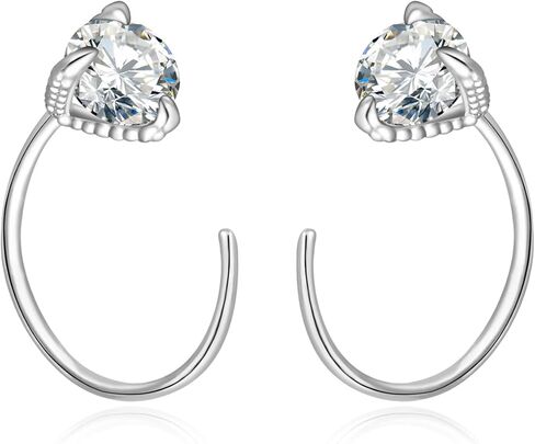 Moissanite Hoop Earrings for Women - 925 Sterling Silver Moissanite Dragon Claw Earrings Hoop Piercing Hypoallergenic Jewelry Ear Hoop Gift in Kuwait