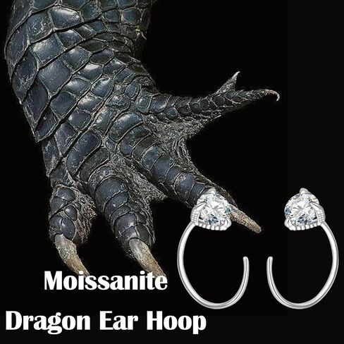 Moissanite Hoop Earrings for Women - 925 Sterling Silver Moissanite Dragon Claw Earrings Hoop Piercing Hypoallergenic Jewelry Ear Hoop Gift in Kuwait