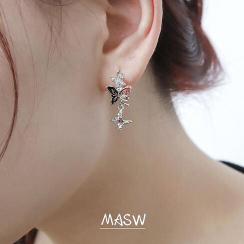 Crimson personality Butterfly hoop Earrings Fashion punk style women's butterfly hoop earrings M3703 in Kuwait