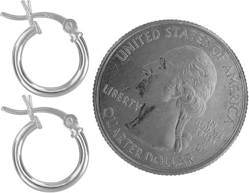 925 Sterling Silver Extra Small Hoop Earrings for Women, 2 x 12mm Sterling Silver Earrings with Simple Elegant Design, Includes Jewelry Box and Pouch in Saudi Arabia