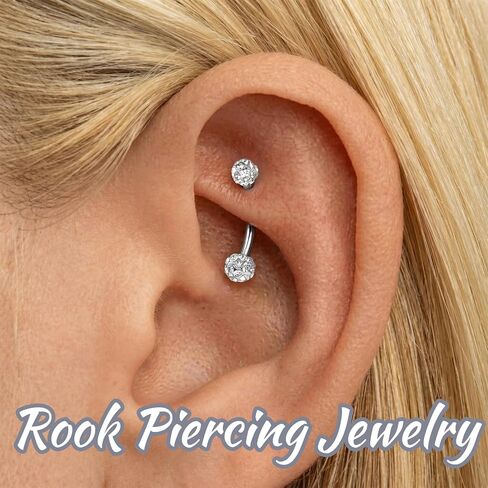 6 Pcs Bridge Piercing Jewelry - Stainless Steel Curved Barbell Piercing Jewelry, 16 Gauge 10mm Eyebrow Rings, Nose Bridge, Surface Tragus Earrings in Kuwait