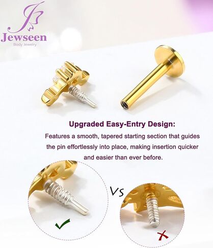 Jewseen Lip Tragus Conch Helix Cartilage Flat Back 16g 8mm Stud Earring Dangle Opal Zircon Hypoallergenic 925 Sterling Silver Internally Threaded Fine Piercing Jewelry in Saudi Arabia
