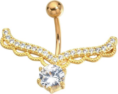 B BodyPJ Sparkles Wing تصميم الفولاذ المقاوم للصدأ زركونيا تشيكوسلوفاكيا البطن السرة ثقب الحديد خواتم زر للنساء... in Kuwait